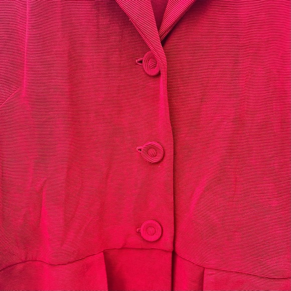 Rabbit Design 90s Long Button Up Blazer Coat Red Stretchy Or Mini Dress - Picture 3 of 6